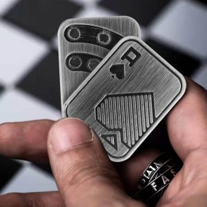 AA Poker Card Titanium EDC Haptic Magnetic Slider Metal Fidget Toy (1)
