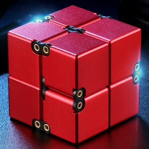 Red Solid Aluminium Alloy Luxury Infinity Cube Metal Fidget Toy