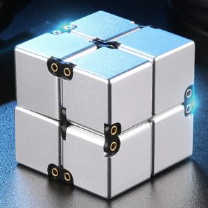 Silver Solid Aluminium Alloy Luxury Infinity Cube Metal Fidget Toy